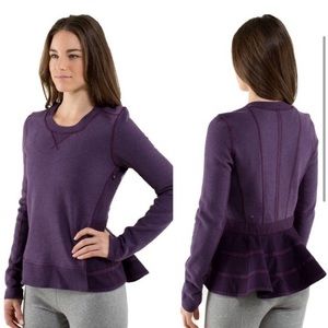 RARE! Lululemon Ruffled Up Peplum Pullover, Plum, 10